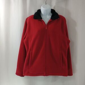 Debbie Morgan By Design fleece jacket women's medium full zip Red Black